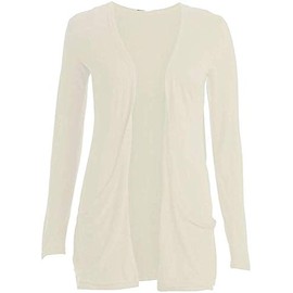 Loxdonz Kids Girls Boyfriend Cardigan Open Front Casual Long Sleeve Fashion Top with Pockets Age 5-13 Years (13 Years, Cream)