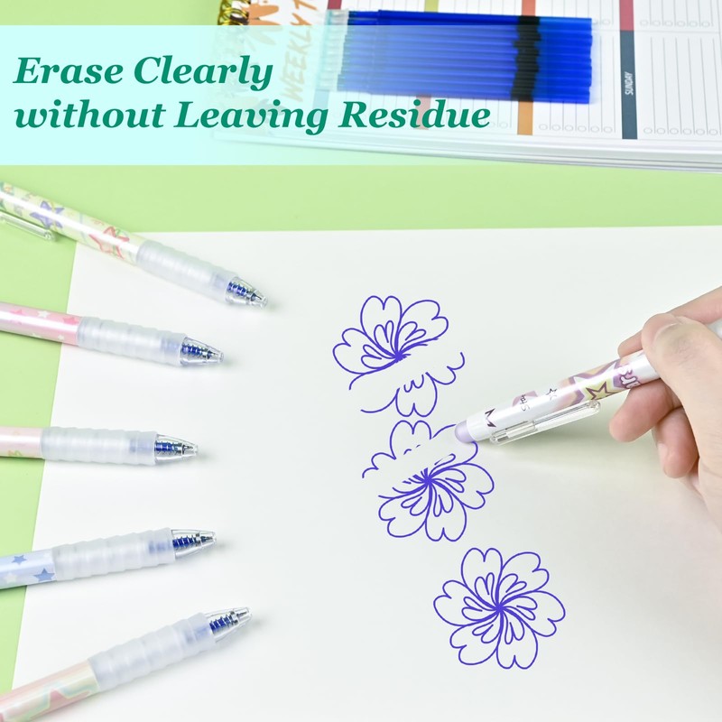 BAYTORY Erasable Pens, Retractable Fine Point 0.5mm Gel Pens with