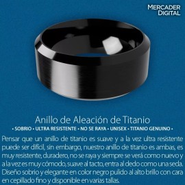 Mercader Digital Anillo De Titanio Negro Unisex Clásico Calidad Resistencia