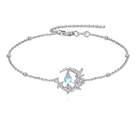 YAFEINI Moonstone Hummingbird Bracelet Sterling Silver Animal Link Chain Bracelets Hummingbird Jewelry Gifts for Women