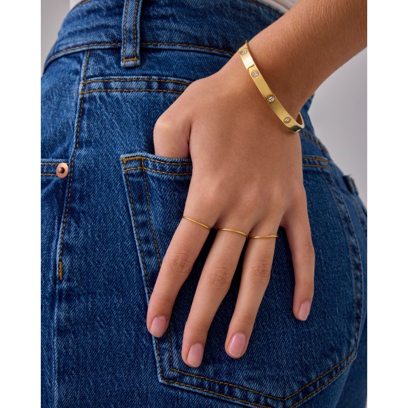 PAVOI Rhodium Plated 3 Ring Set for Women | Stackable