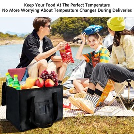 Soft Cooler Bag, Food Delivery Bag for Hot and Cold Food Delivery, Large Bag with Zipper for Camping, BBQ, Shopping, Fishing, Family, Outdoor, Travel