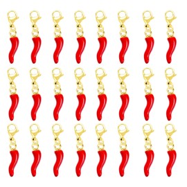 Red Pepper Charms, AOOTUERL 30 pcs Charms Pendants for Jewellery Making, Cute Red Fruit Pendants, 3D Italian Horn Chilis, Miniature/with Loop DIY, Making Charms Supplies DIY Necklace