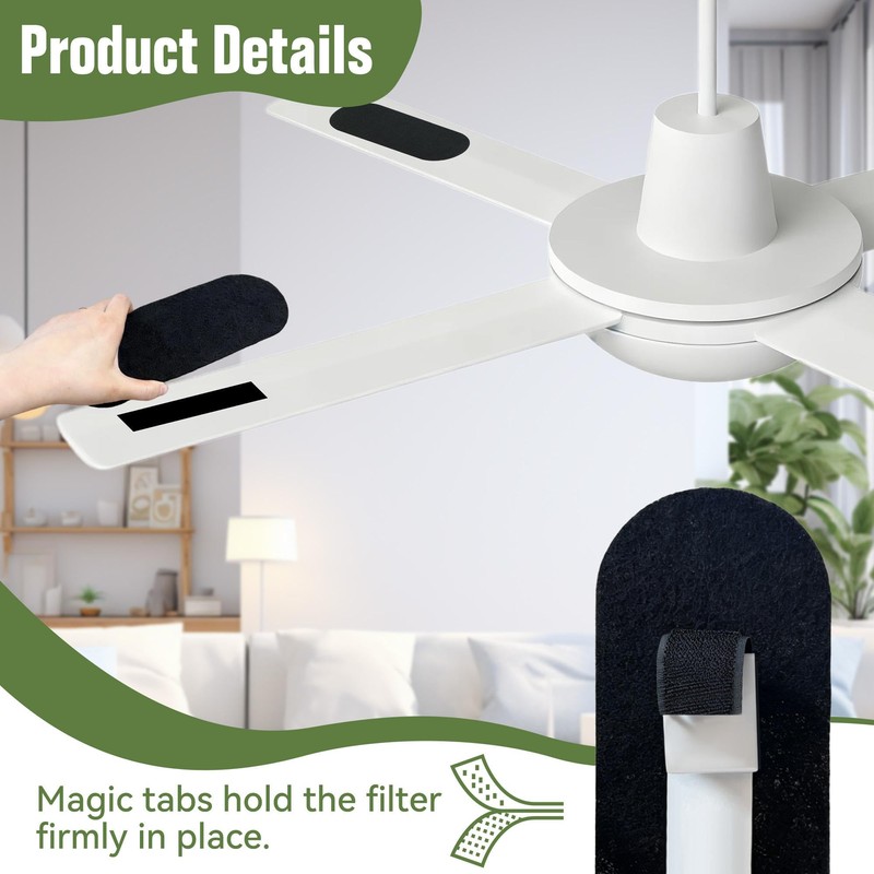 20-Piece Ceiling Fan Air Filter Pack, Fragrance-Free Activated Coconut Shell