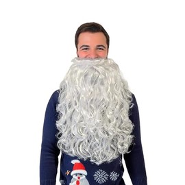 Komonee Christmas Fake Beard White For Xmas Parties Santa Claus Fancy Dress Up Costume Hair Accessory Outfit Novelty Joke