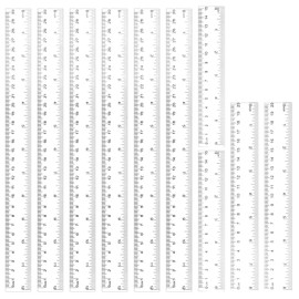 KQDRAVINE 10 Piece Ruler Set, Transparent Ruler Measuring Device with Inches and Metric for School Office Home 15, 20, 30 cm (6, 8, 12 Inch) Ruler 30 cm Primary School, Conversion Chart Inch in cm