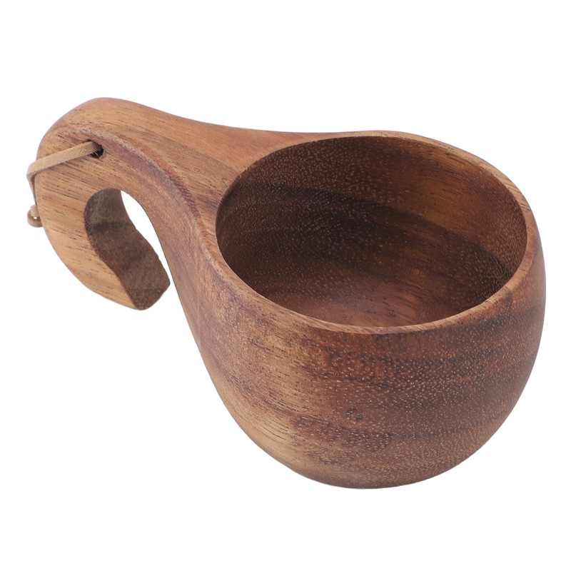 Wooden Coffee Cup with Handle Comfortable Grip Rustic Decorative Milk
