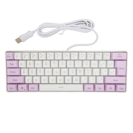 Gaming Keyboard USB 61 Keys Ergonomic Contrast Color 6 RGB Backlit Modes Wired Keyboard for Desktop Laptop Purple White