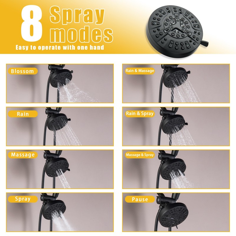 SUBEIXI 2 Handle Shower Faucet Wall Mounted Two Handles Shower