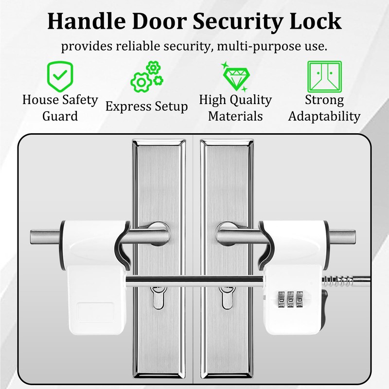 French Door Security Lock, 3-Digit Zinc Alloy Double Door Handle