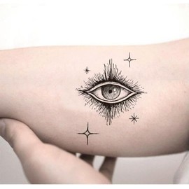 2 Piezas De Pegatinas De Tatuajes Temporales Ojo De Dios Ojos Impermeables Para Muñeca Y Tobillo Pintados A Mano