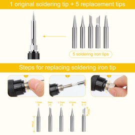 Lötkolben Set 60W,Lötkolben mit Einstellbar Temperatur 220-480°C Lötkolben mit Ein/Aus Schalter,10g Lötdraht,5 Lötspitzen,Entlötpumpe,Lötkolbenständer für Elektrotechnik Reparaturen Profi Hobbybastler