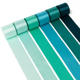 Teal Ribbon 1-1/2 Inch Blue-Green Satin Ribbon Dark Teal/Aqua/Jade/Peacock/Light Mint Green Ribbon for Flower Bouquet Wedding Invitation Bridal Shower Decor Gift Wrapping Hair Bows Crafts - 30Yds