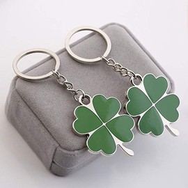 BinaryABC Shamrock Keychain Keyring Charm Pendants,Fortune Keychain,St.Patrick Day Gift,2Pcs