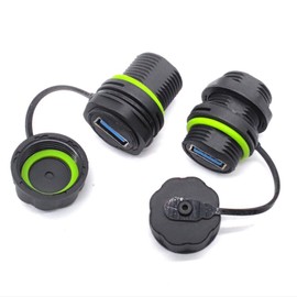 Hsupez Pack of 2 M20 Waterproof USB 3.0 Connector Female to Female, IP68 Waterproof, USB 3.0 Panel Mount Socket, USB Through Socket Adapter, USB 3.0 Panel Mount Coupler, USB Through Connection