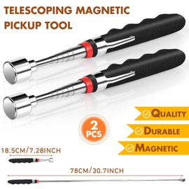 Copkim 2 Pcs 20 Lbs Telescoping Magnetic Pickup Tool for Small Metal Tools Extends from 7 to 30 inches telescoping magnet Extendable Magnet Stick Gadget for Men Women Husband Father's Day(Black)