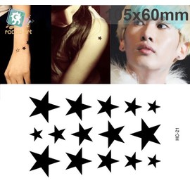S.A.V.I 3D Temporary Tattoo Stars Design Size 10.5x6cm - 1pc, Black, 4 g