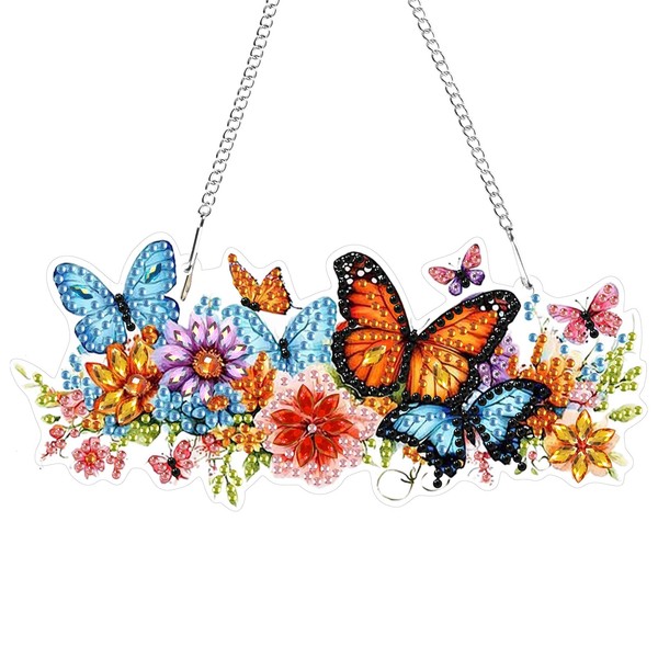 GHHKUD Hanging Diamond Painting Kits for Adults, Butterfly Flower Diamond