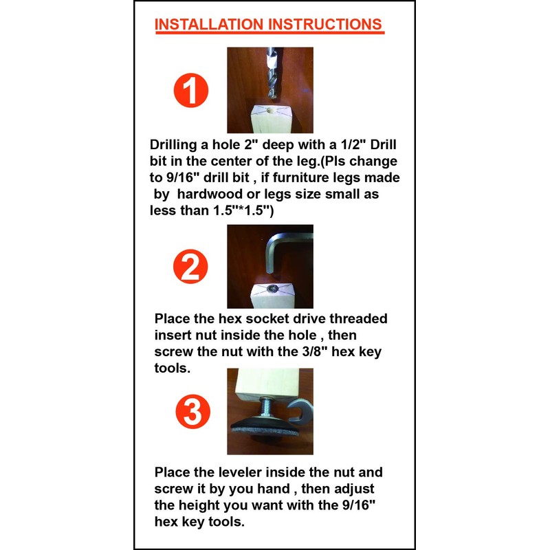 Furniture Levelers - Adjustable Leveling Legs for Tables Chairs Cabinets