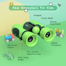 LetsGO toyz 2020 Binoculars for Children, 8 x 21, Christmas Gift & Outdoor Toy, green