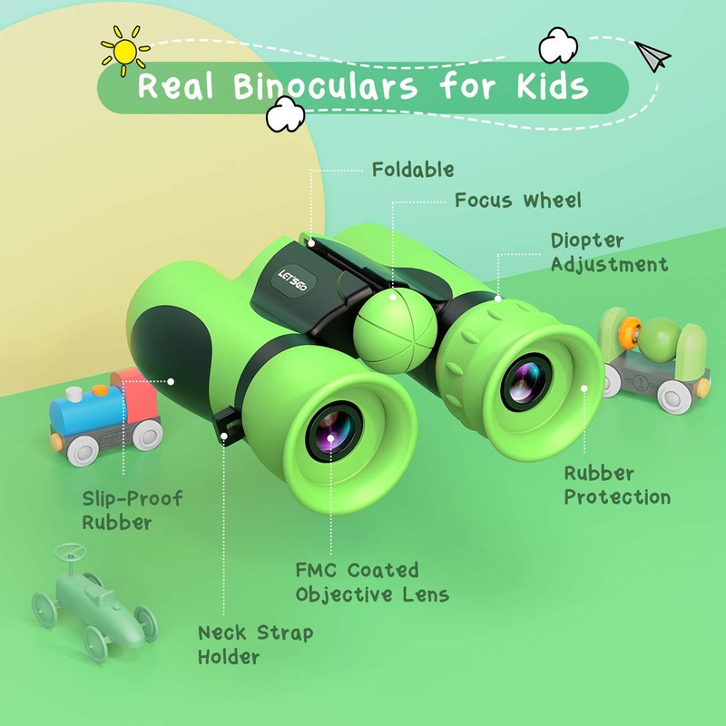 LetsGO toyz 2020 Binoculars for Children, 8 x 21, Christmas