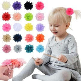 NUOSYI 20PCS 2" Chiffon Flower Baby Girls Hair Rope Cute Hair Band Accessories For Newborns Infants Toddlers Kids Women(Mixed, One size)