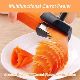 YAFIYGI 2 Pcs Fruit Carving Tools Set Carrot Sharpener Vegetable Curler Peeler Spiral Cutter Shredder Tool for Garnishing Design Cutting Slicer Shaver for Carrots Fruits Vegetables(Black)