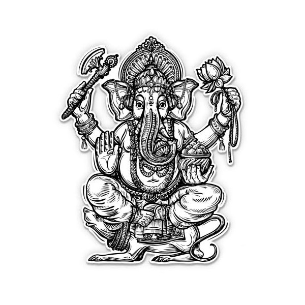 Ganesha Black White - 8" Vinyl Sticker - for Car
