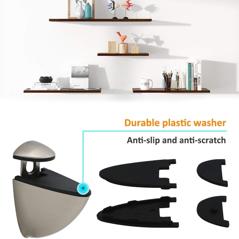 Adjustable Bracket for Wood/Glass Shelf Bracket Wall Mounted, Brushed Nickel,