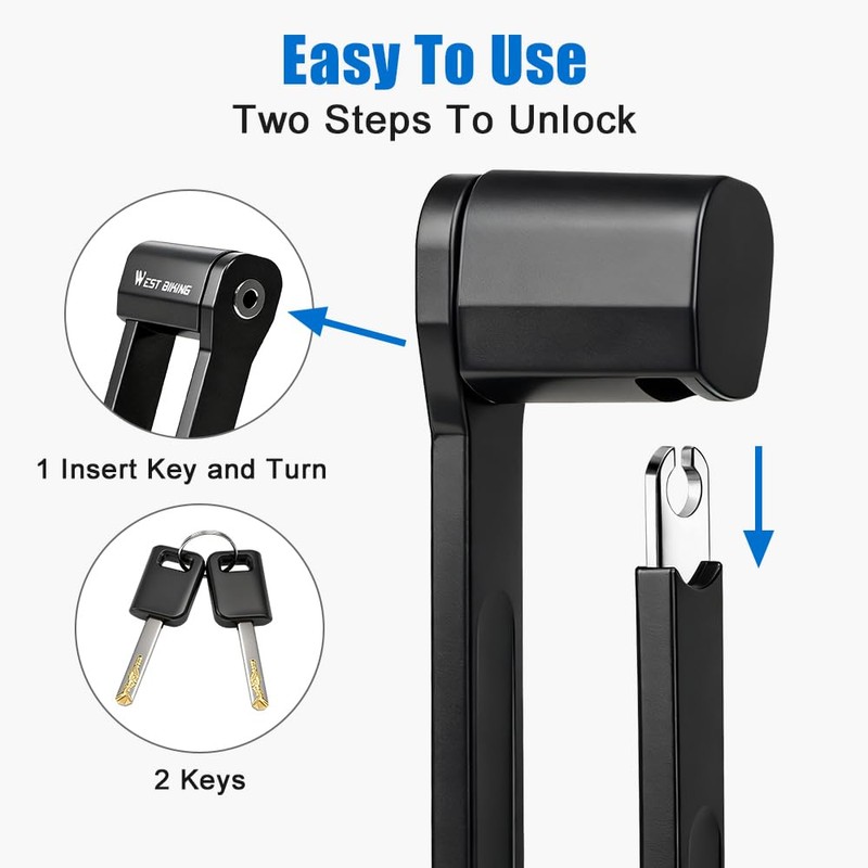 Cableet Heavy Duty 87cm Folding Bike Lock - Thickened Alloy