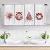 OVAcational Red Chinoiserie Christmas Kitchen Towels, Xmas Snowflake Wreath Decorative