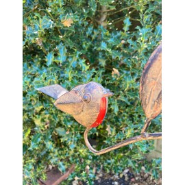 MAISONICA Tall 1.28m Rusty Robin Metal Garden Stake Spinner Balancer Ornament Decoration