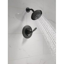 Delta Woodhurst 14 Series Shower Faucet Set, Matte Black Shower Head and Handle Set, Valve Trim Kit, Matte Black T14232-BL (Valve Not Included)