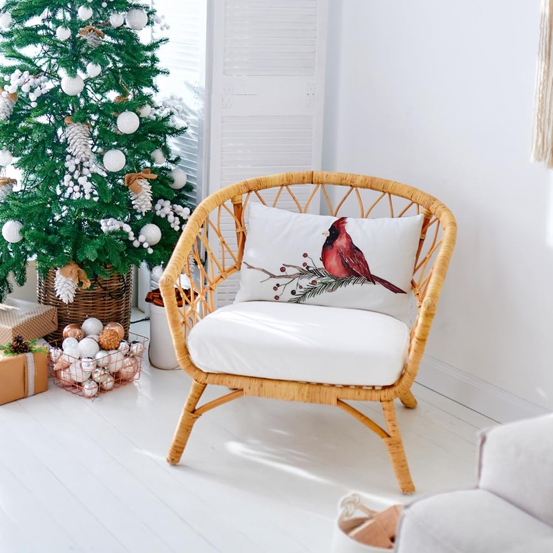 Ogiselestyle Christmas Cardinal Throw Pillow Covers, 12 x 20 Inch