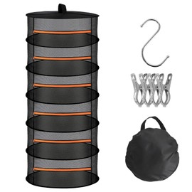 WUQNGI Drying Net Herbs 6-Layer Herb Dryer Hanging with 4 Stainless Steel Clips and Hooks, Mesh Herb Drying Net Foldable Drying Nets Grow for Herbs, Plants, Flowers, Fruits, Clothes