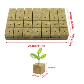WANYI Rockwool Cultivation, Rockwool Cube, Rock Wool Insulation, Rock Wool Growing Propagation Mat with Scissors, Gloves for Bottomless Growing, Hydroponics, Transplanting, Pack of 36