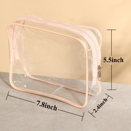Clear Cosmetics Bags for Women Men Waterproof Toiletry Bags PVC Makeup Bags Organizer Case with Zipper for Travel Bathroom, 6 Pink Colors, Waterproof Bags