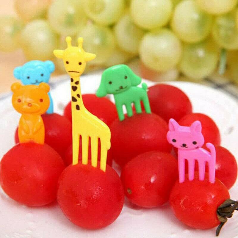 AIMALL 36 Pcs Mini Kids Animal Food Fruit Picks Forks