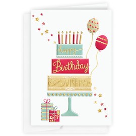 The Gallery Collection, 1 Count Card Pack, Birthday Card with Foil Lined Envelope (Three Tier Cheer)