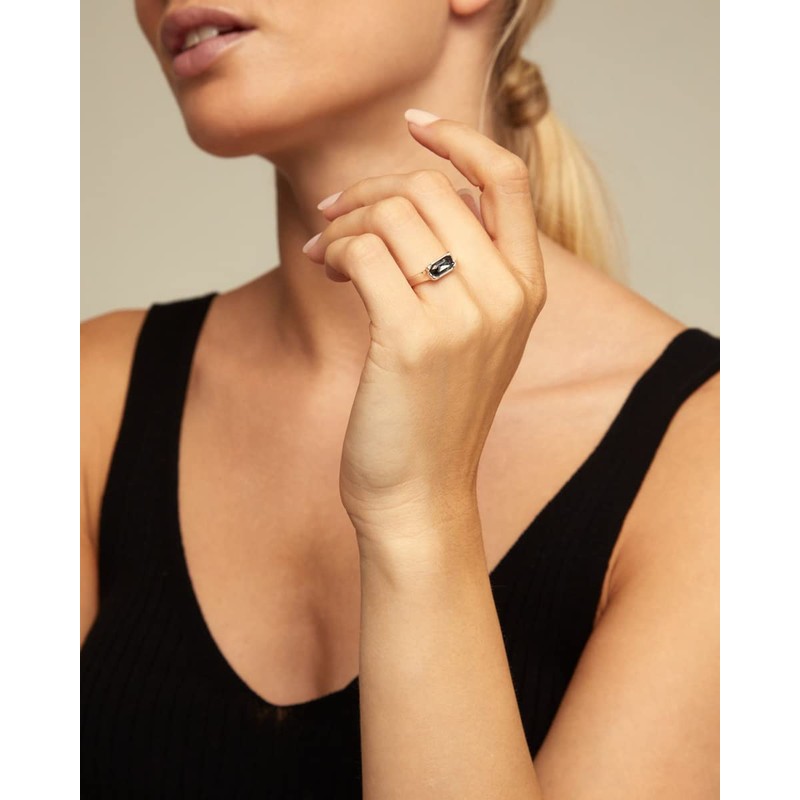 UNOde50 Sterling Silver Plated Metal Alloy Ring with Grey Faceted
