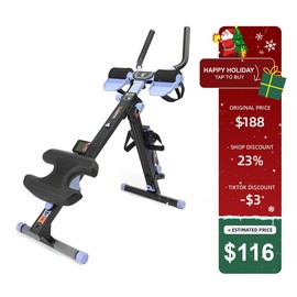 tousains 2 in 1 AB trainer combine rowing machine with adjustable height and levels with LCD monitor, foldable abdominal machine body  training for home gym - Color: blue
