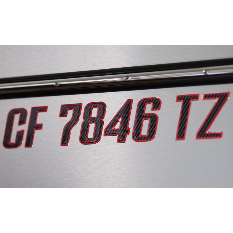 Boat Registration Stickers - Domed Carbon Fiber Numbers with Red