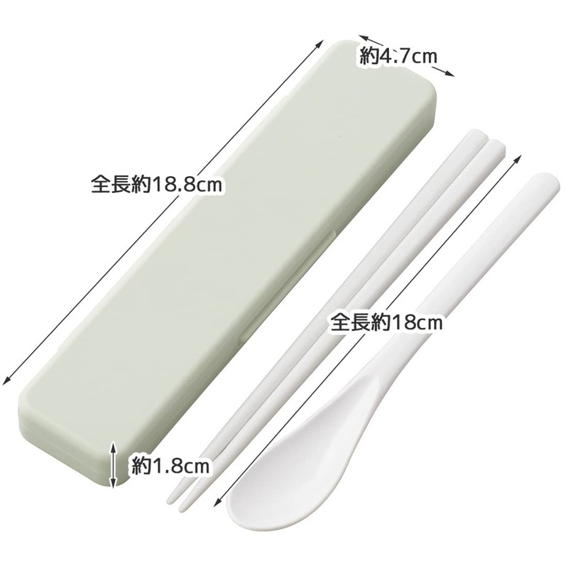 Skater CCS3SAAG-A Chopsticks & Spoon Set, Antibacterial, Dull Green, Made