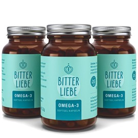 BitterLiebe - Omega 3 vegan capsules high dose made from vegetable algae oil - high-quality EPA and DHA - premium omega-3 fatty acids for vegans - easy to swallow ¹