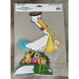 Beistle NOS Stork Baby Shower Centerpiece Decoration 1989 Beistle 14" Honeycomb