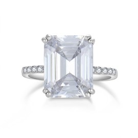 STARCHENIE 8ct Elongated Emerald Cut Engagement Ring for Women, Sterling Silver Simulated Diamond Promise Ring Size 8