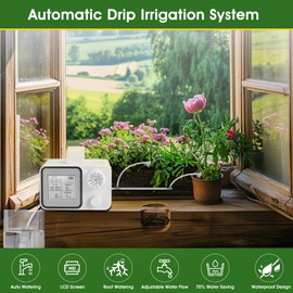 SURLABA Automatic Plant Waterer, Indoor Plant Watering System with Dual-Mode for 20 Potted Plants, Adjustable Irrigation System Kit for Balcony Greenhouse（White）