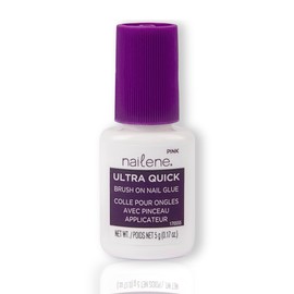 Nailene Ultra Brush On Nail Glue, Pink, Maximum Strength, No Air Bubbles, Brush Applicator, Thin & Even Coverage, Strong Nail Glue For Press Ons And Nail Tips, Lasts Up To 7 Days, Easy To Apply,5 g/0.17 Oz