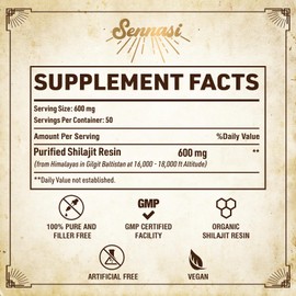 Sennasi Shilajit Pure Himalayan Organic Shilajit Resin - 600mg Maximum Potency Natural Organic Shilajit Resin with 85+ Trace Minerals & Fulvic Acid for Energy, Immune Support, 30 Grams (2 Pack)