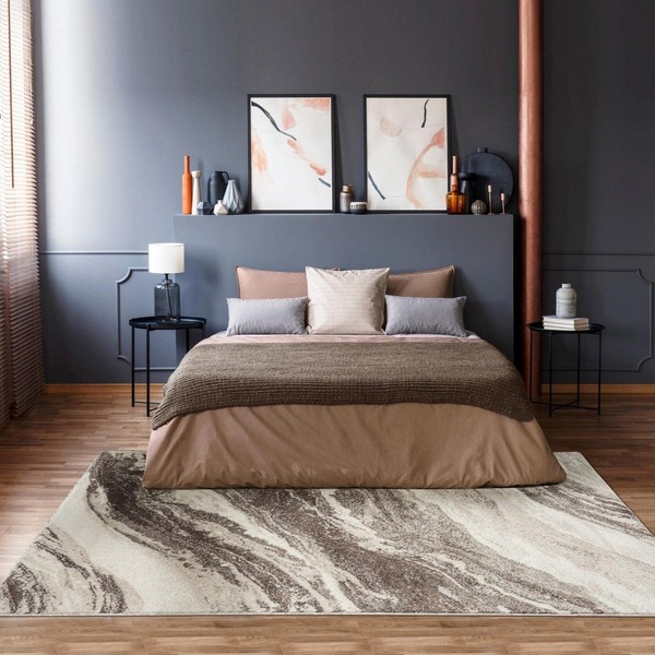 LUXE WEAVERS Lagos Collection 7983 Abstract Brown 4x5 Art Deco